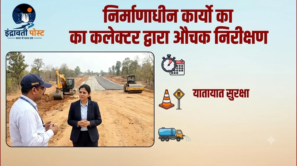 राष्ट्रीय राजमार्ग के निर्माणाधीन कार्यों का कलेक्टर ने किया औचक निरीक्षण