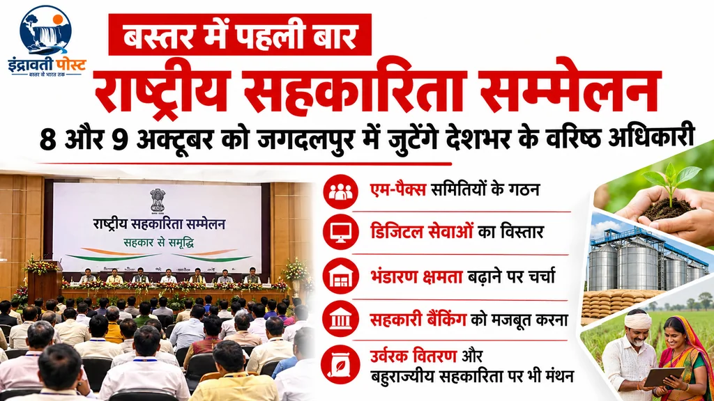 बस्तर में पहली बार राष्ट्रीय सहकारिता सम्मेलन, 8 और 9 अक्टूबर को जगदलपुर में जुटेंगे देशभर के वरिष्ठ अधिकारी